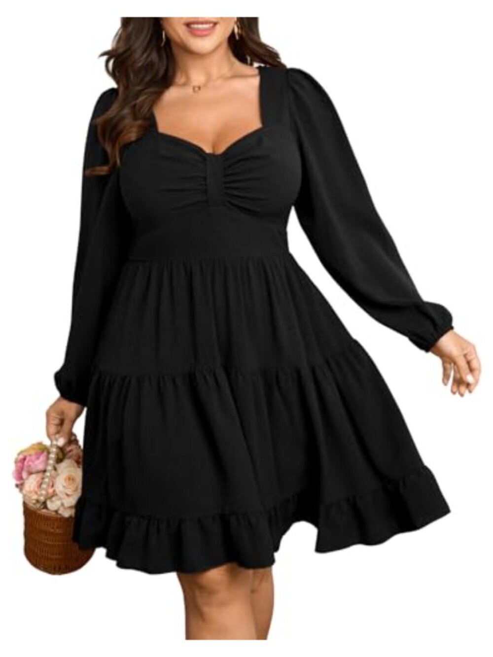 Plus Size Cocktail Mini Dress Long Sleeve Sweetheart A-Line Formal Party